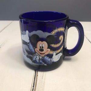 Disney Parks WDW Mickey Year of a Million Dreams Blue Glass Mug Cup